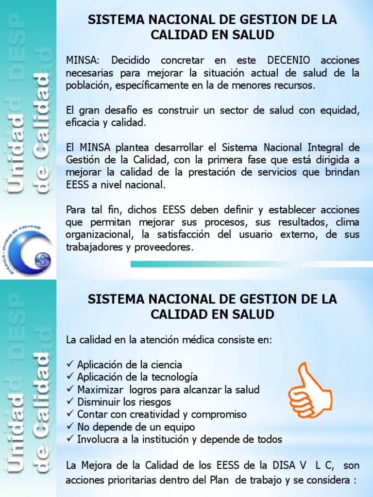 Sistema Nacional de Gestion de La Calidad en Salud | PDF | Tecnología e ...