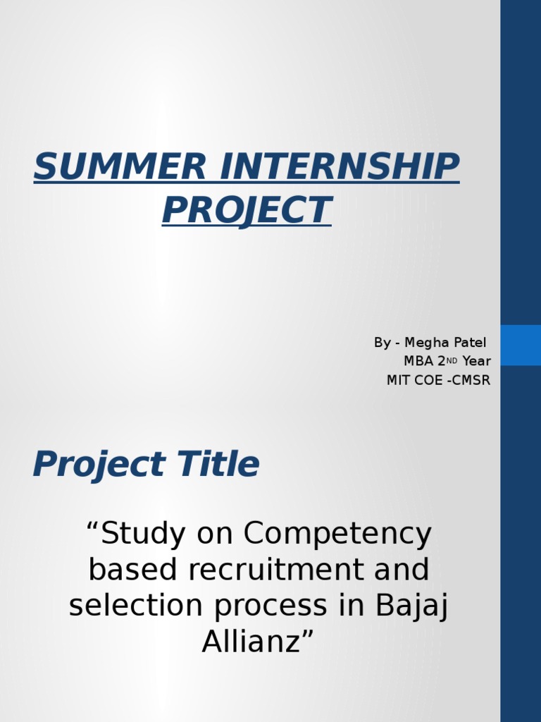 Summer Internship Project PDF Competence (Human Resources) Insurance