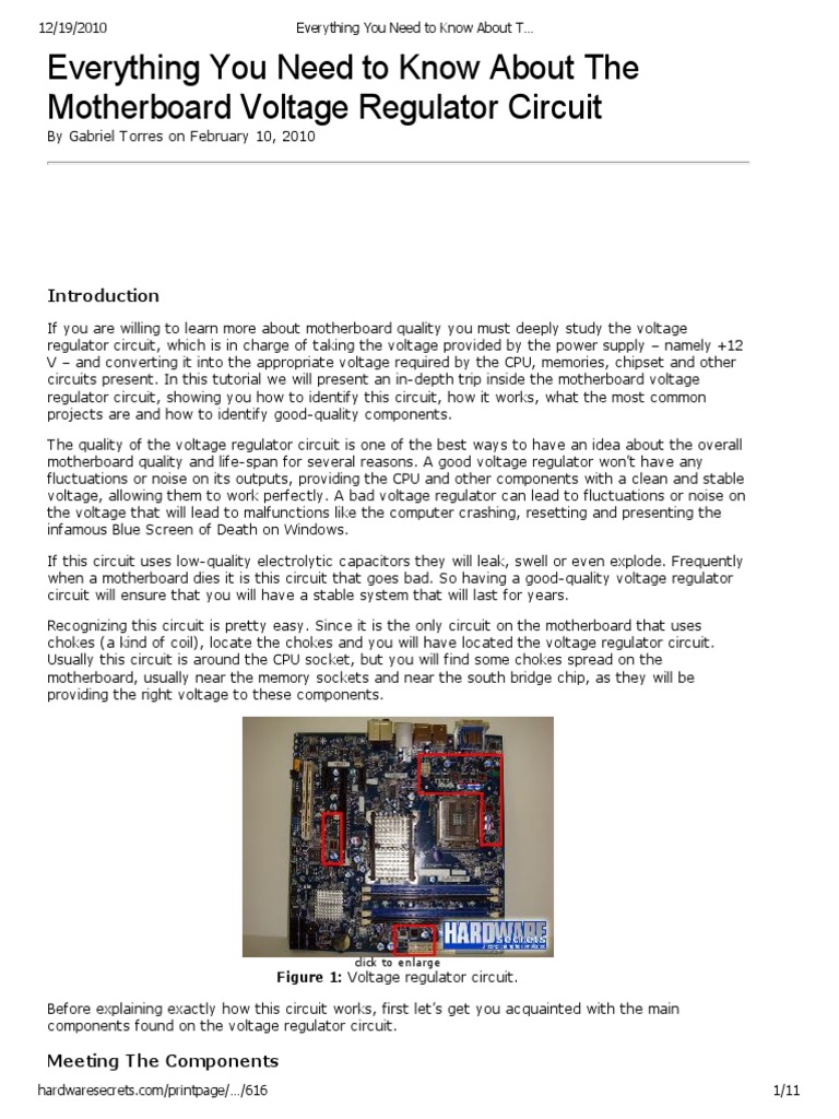 The Motherboard Voltage Regulator Circuit PDF Mosfet Field Effect