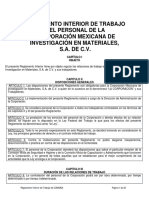 Reglamento Interno de Trabajo COMIMSA México PDF
