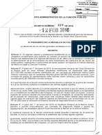 DECRETO 219 DEL 12 de FEBRERO de 2016 (Asignaciones Salariales Fiscalía)