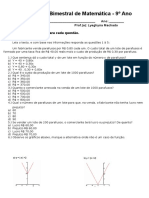 3 Avaliação Bimestral de Matemática 9ano