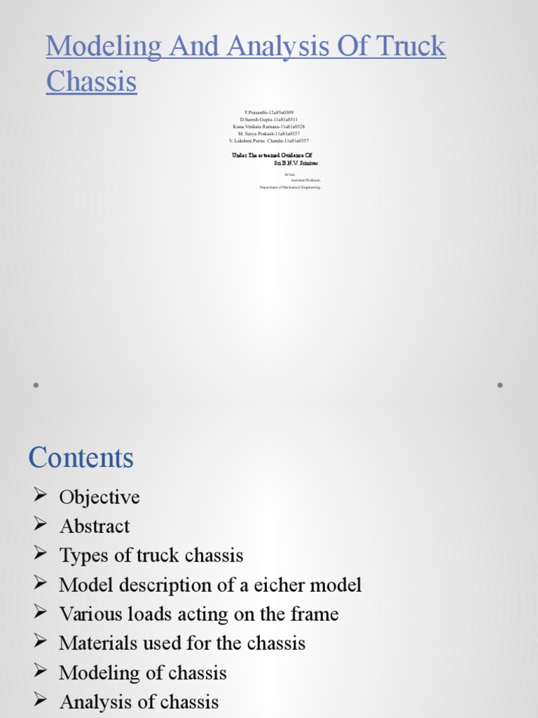 Truck Chassis Design and Analysis | PDF | Strength Of Materials | Steel