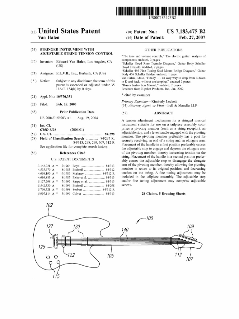 U.S. Patent 7,183,475, Entitled 