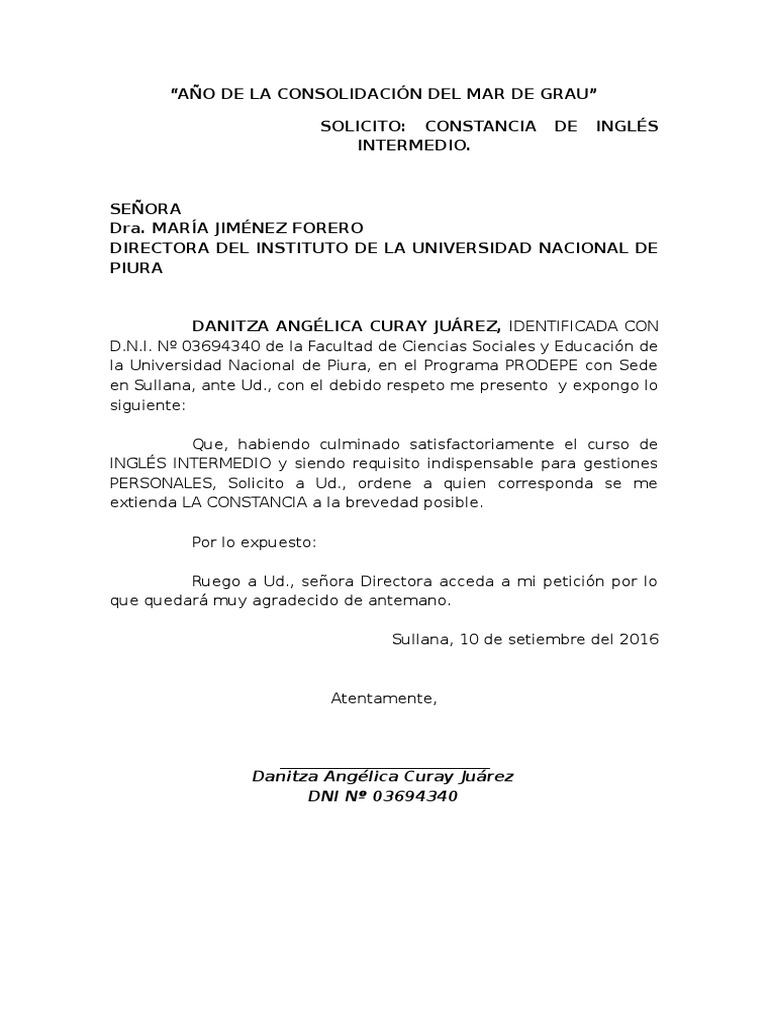 Solicito Constancia de Ingles  PDF  Autenticación  Gobierno y