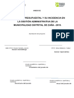 Ejecución Presupuestal y Su Incidencia en La Gestión Administrativa de La Municipalidad Distrital de Zaña