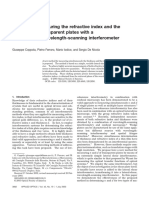 Method For Measuring The Refractive Index and Tickness of A Transparent Plate.