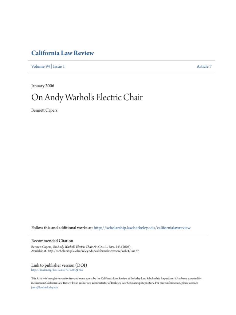 On Andy Warhols Electric Chair Electric Chair Capital Punishment