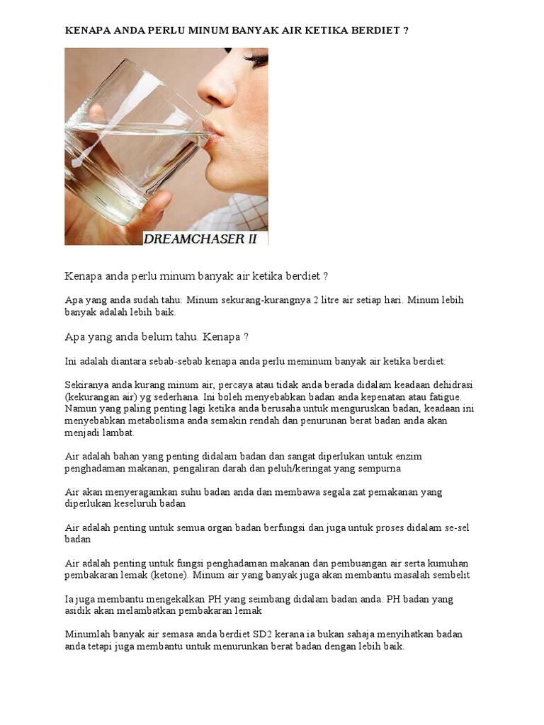 Kenapa Anda Perlu Minum Banyak Air Ketika Berdiet