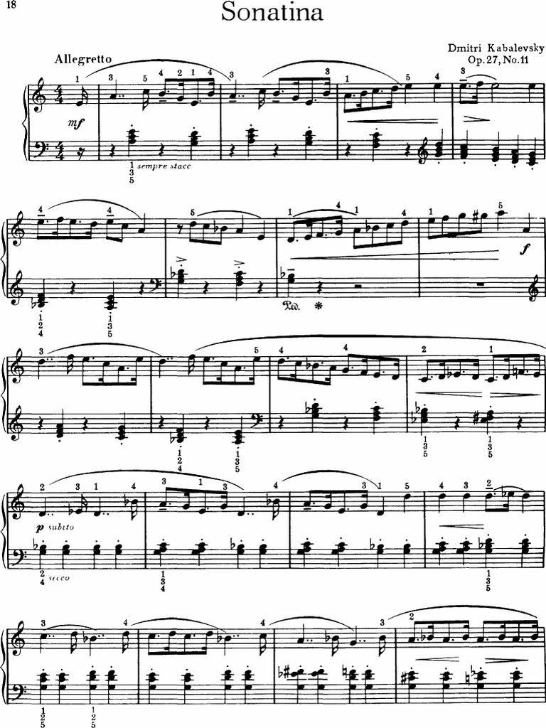 Kabalevsky - Sonatina Op.27 No.11 PDF | PDF
