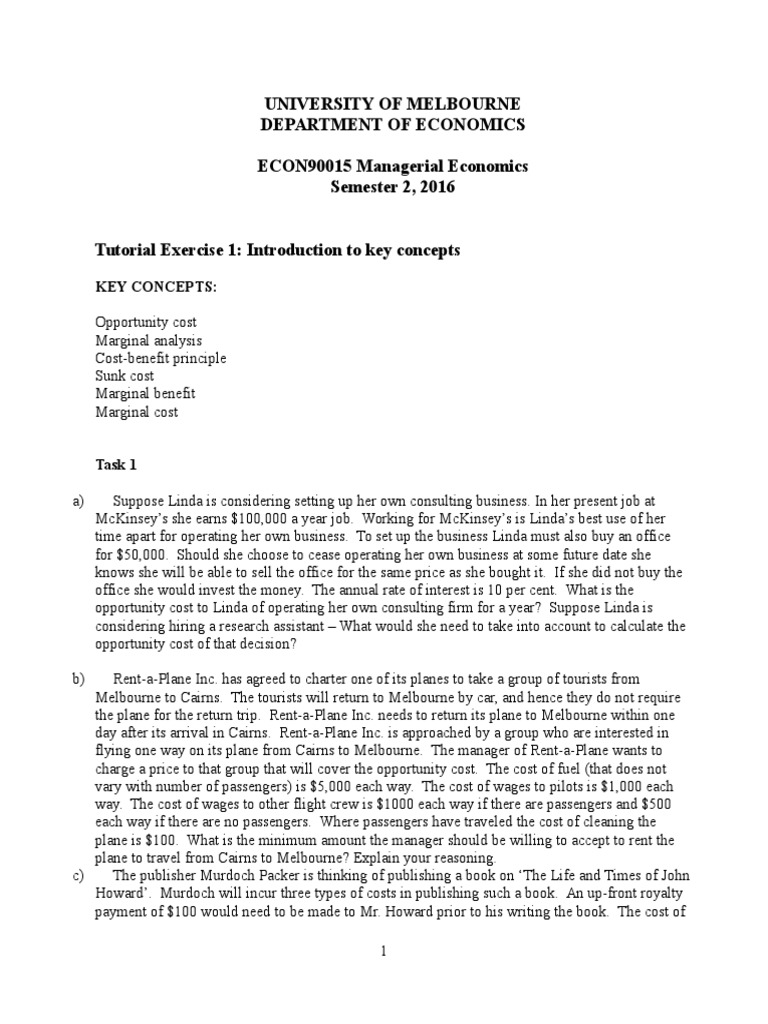 Managerial Economics Key Concepts Exercise | PDF | Mc Kinsey & Company ...