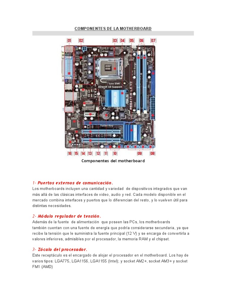 Componentes Esenciales de la Motherboard | PDF | Microprocesador | USB