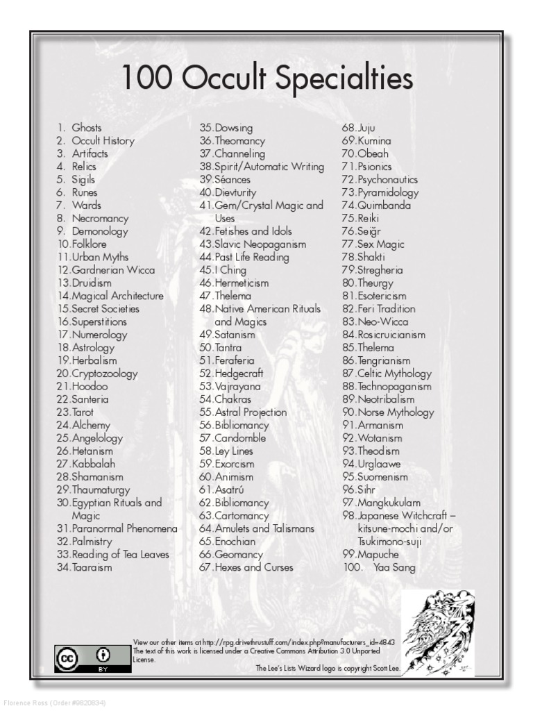 100 Occult Specialties (9820834) PDF Religion & Spirituality