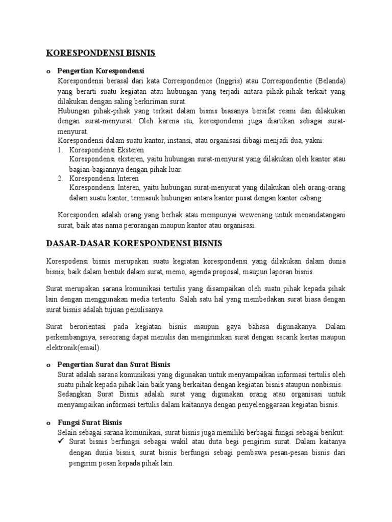 Dasar Korespondensi Bisnis