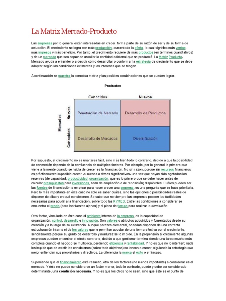 La Matriz Cliente Producto | PDF | Producto (Negocio) | Mercado (economía)