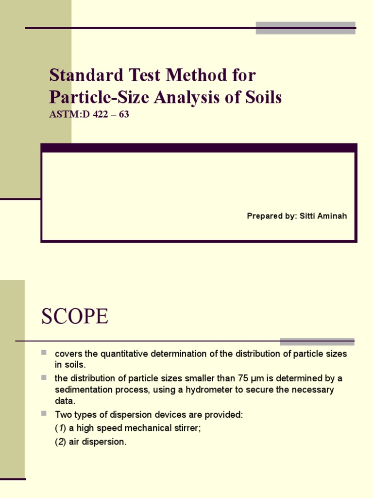 Particle Size Analysis of Soils Through Sieve Testing and Hydrometer Analysis PDF Water