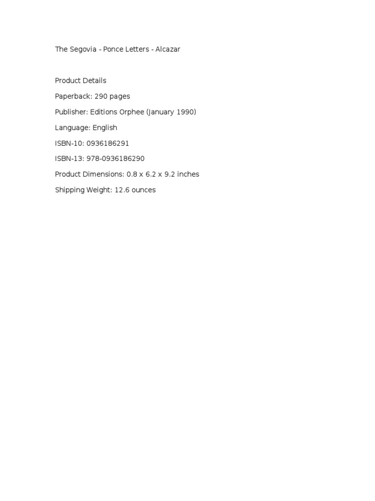 Segovia-Ponce Letters Book Details | PDF