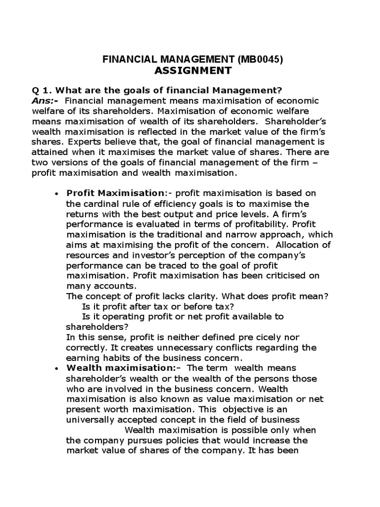 Financial Management Mb0045 | PDF | Net Present Value | Credit (Finance)