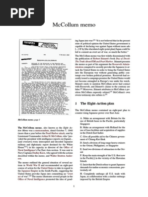McCollum Memo - Pearl Harbor False Flag Evidence