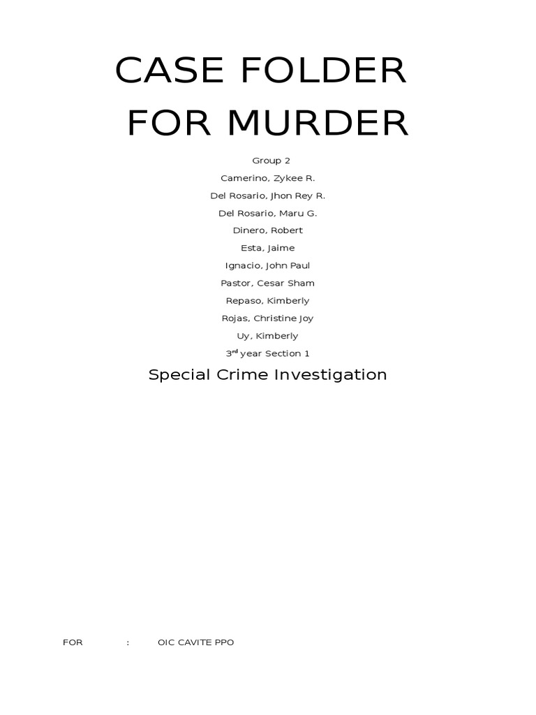 Murder Case Folder: Mike Bautista | PDF | Crime Scene | Public Safety