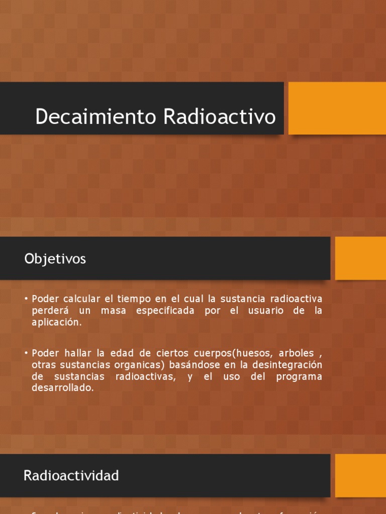 Decaimiento Radioactivo | PDF | Desintegración radioactiva | Cantidades ...