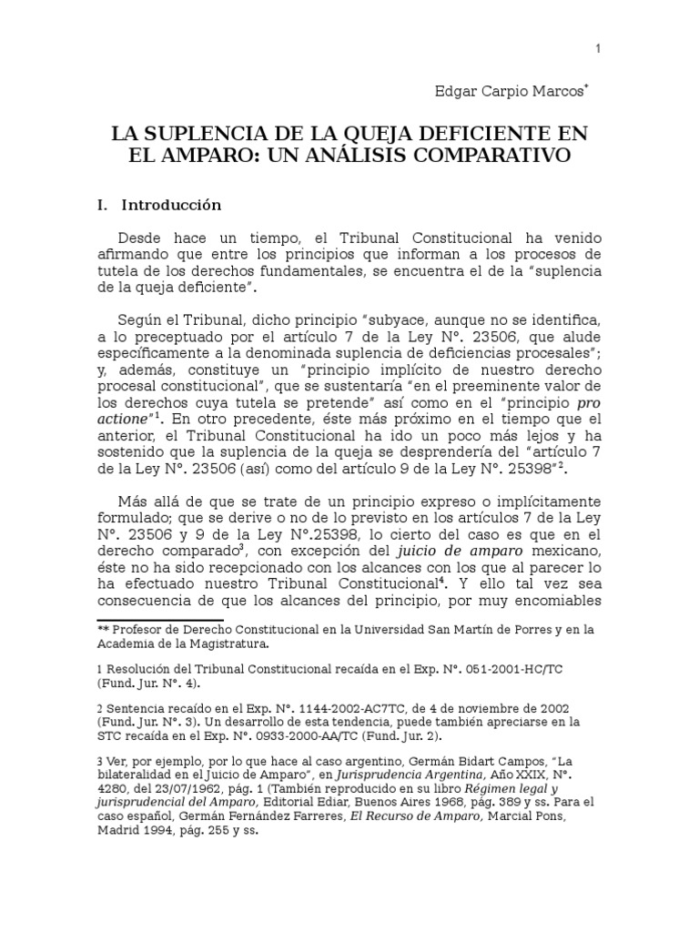 Suplencia de la Queja en el Amparo | PDF | Ley procesal | Caso de ley
