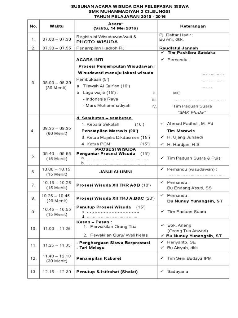 Susunan Acara Wisuda 2016 Pdf