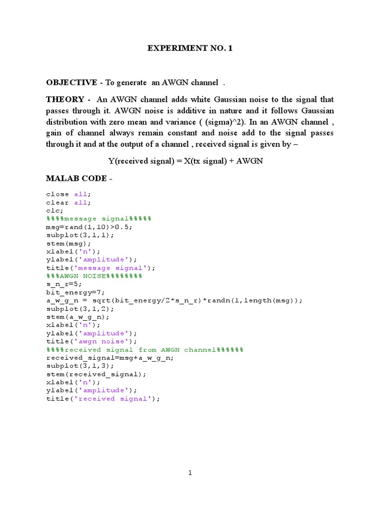 Awgn Channel | PDF | Signal To Noise Ratio | Telecommunications