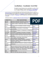 Selecting Vocabulary: Academic Word List: Headwords Other Words in The Family. Definition