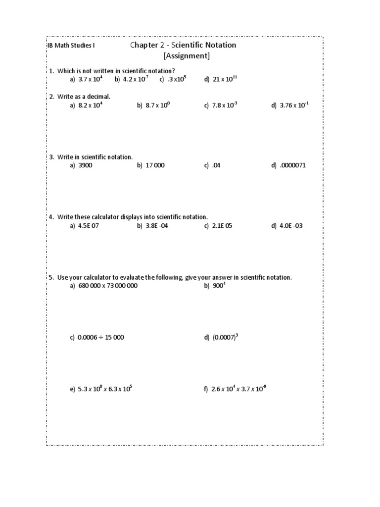 Ib-Chp2-Assignment-Scientific Notation | PDF
