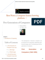 Five Generations of Computers - Byte-Notes - Computer Science Learning Platform PDF