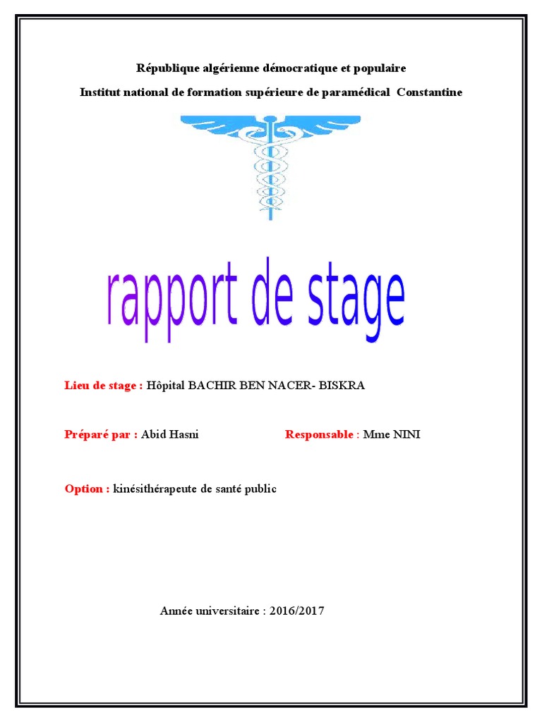 Exemple De Rapport De Stage En Soins