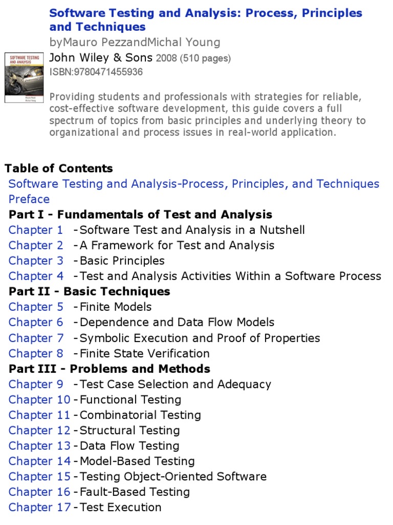 Software Testing And Analysis Pdf Reliability Engineering