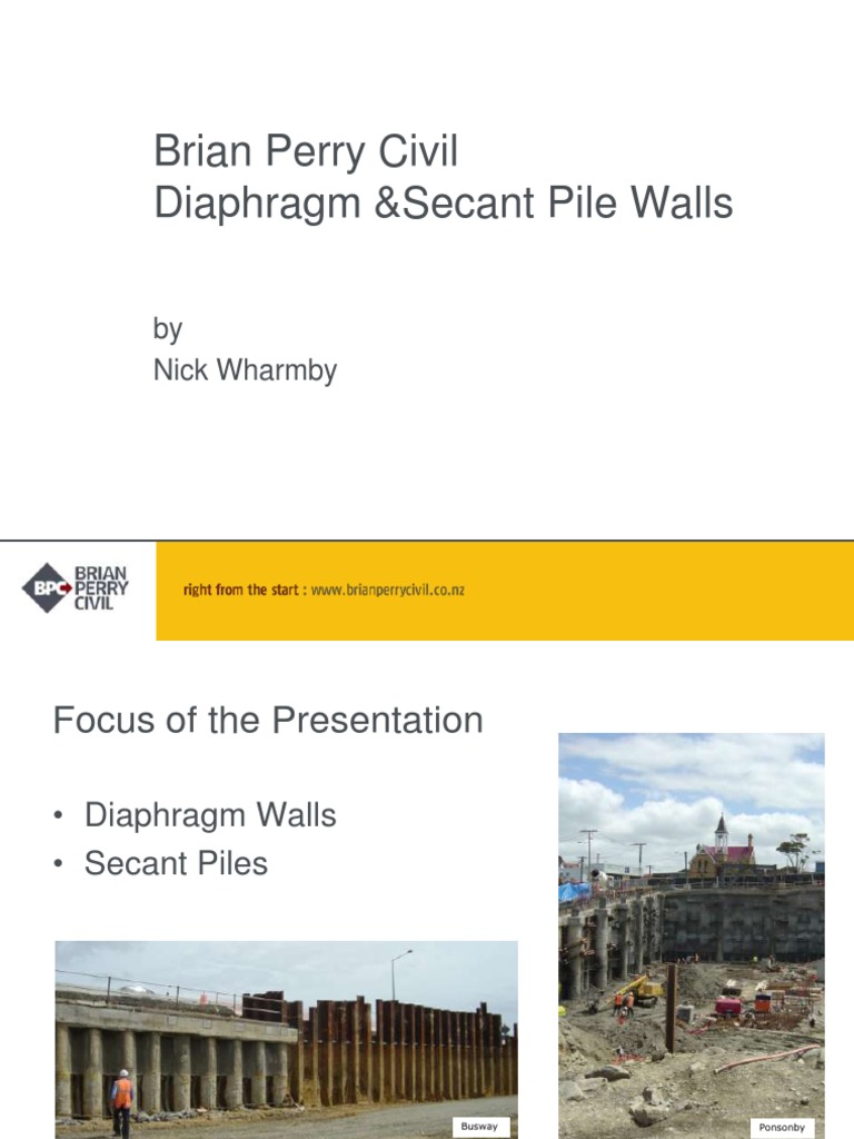 Diaphragm and Secant Pile Walls Overview | PDF | Home & Garden ...