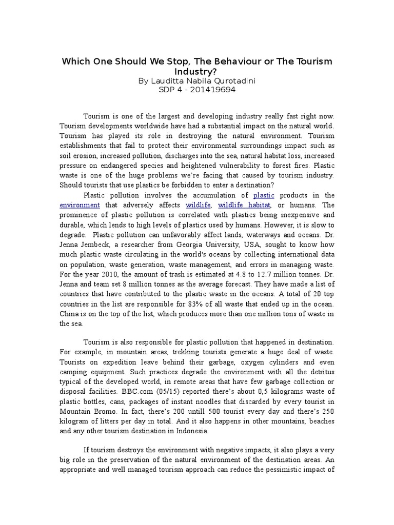 Bottle Plastic Essay PDF Waste Tourism