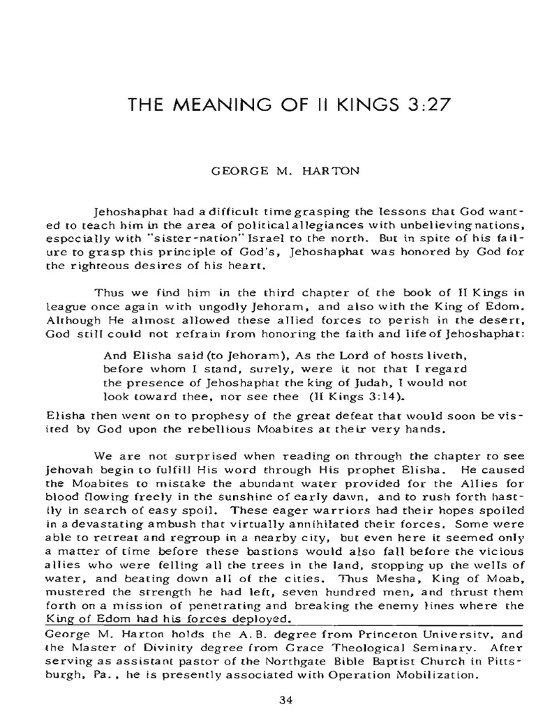 The Meaning of II Kings 327 PDF Religious Belief And Doctrine