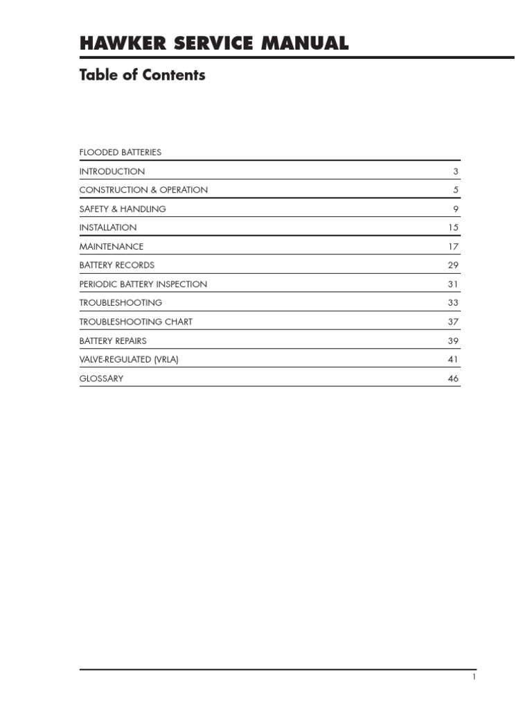 Hawker Battery Service Manual PDF Battery (Electricity) Battery