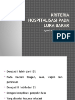 Kriteria Hospitalisasi Pada Luka Bakar