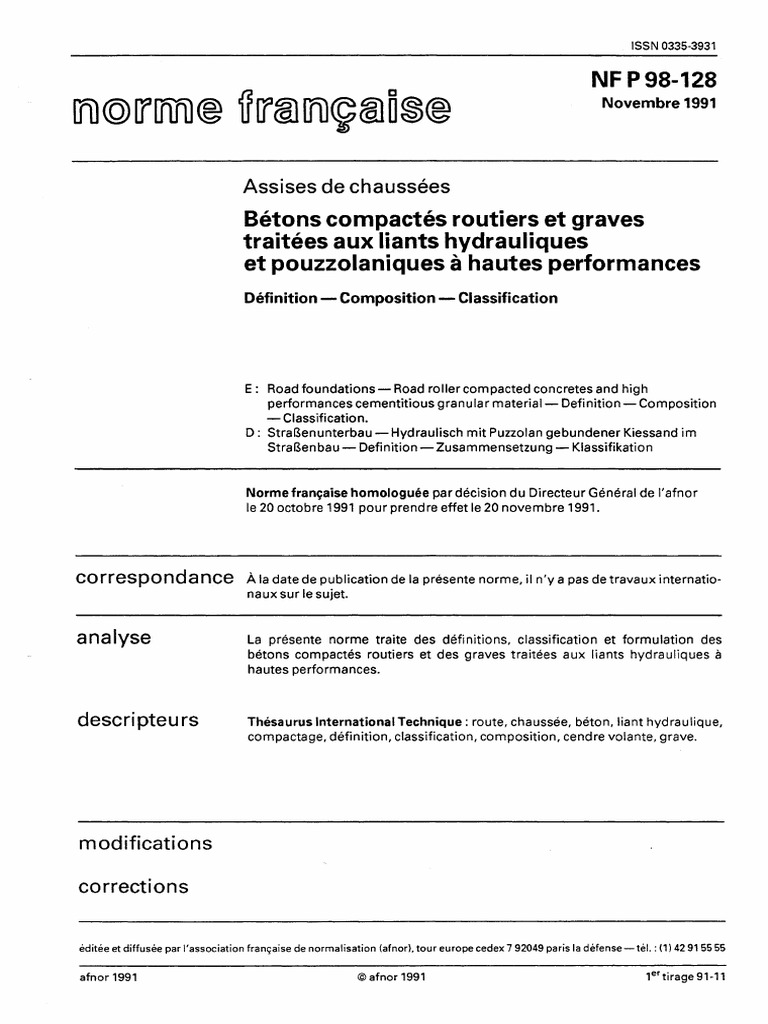 NF P98-128 | PDF