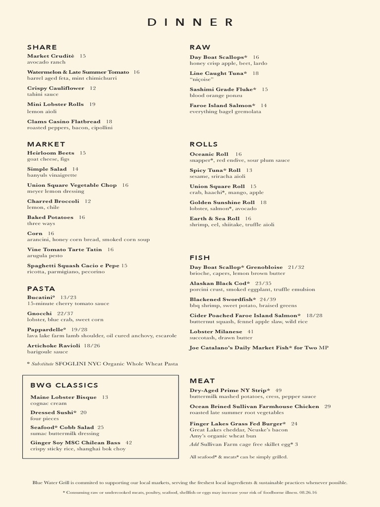 Blue Water Grill Menu DRAFT