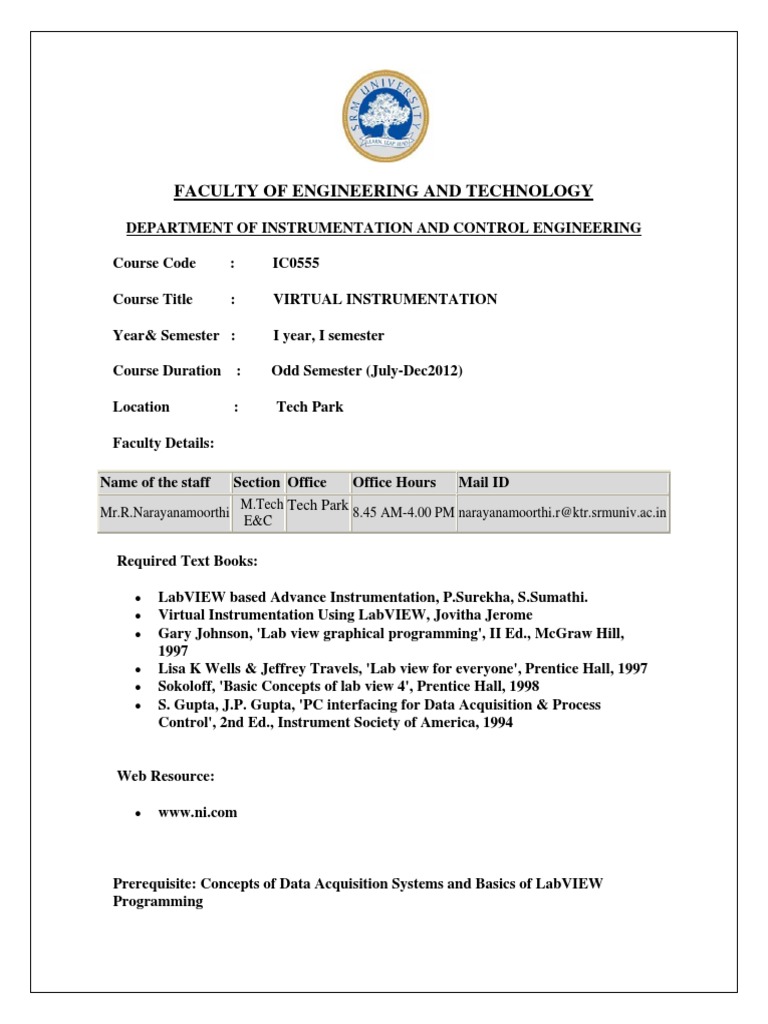 IC0555 Virtual Instrumentation | PDF | Electrical Engineering ...