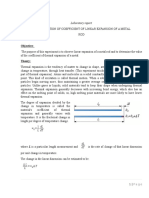 Determination of Coefficient of Linear Expansion of A Metal Rod