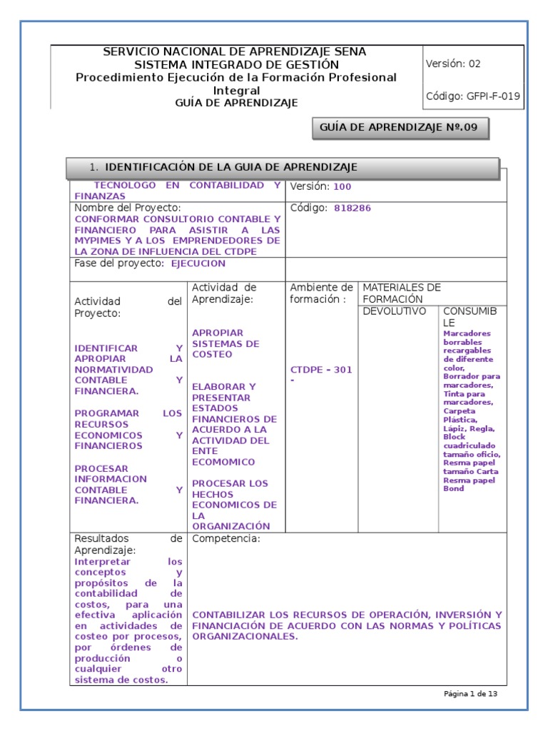 Guia No.09 Contabilidad de Costos Costo Contabilidad