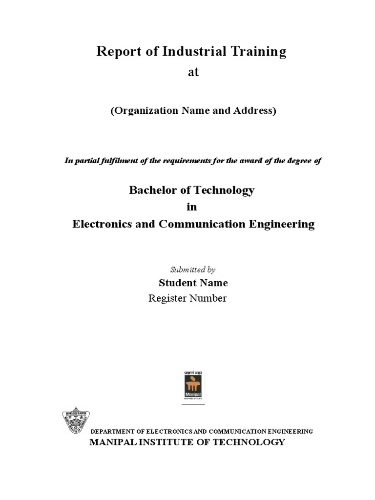 Industrial Training Report Format Pdf Download