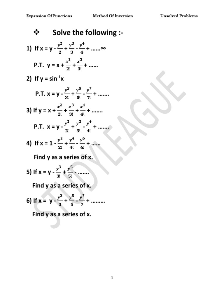 Inversion Techniques in Function Expansion | PDF