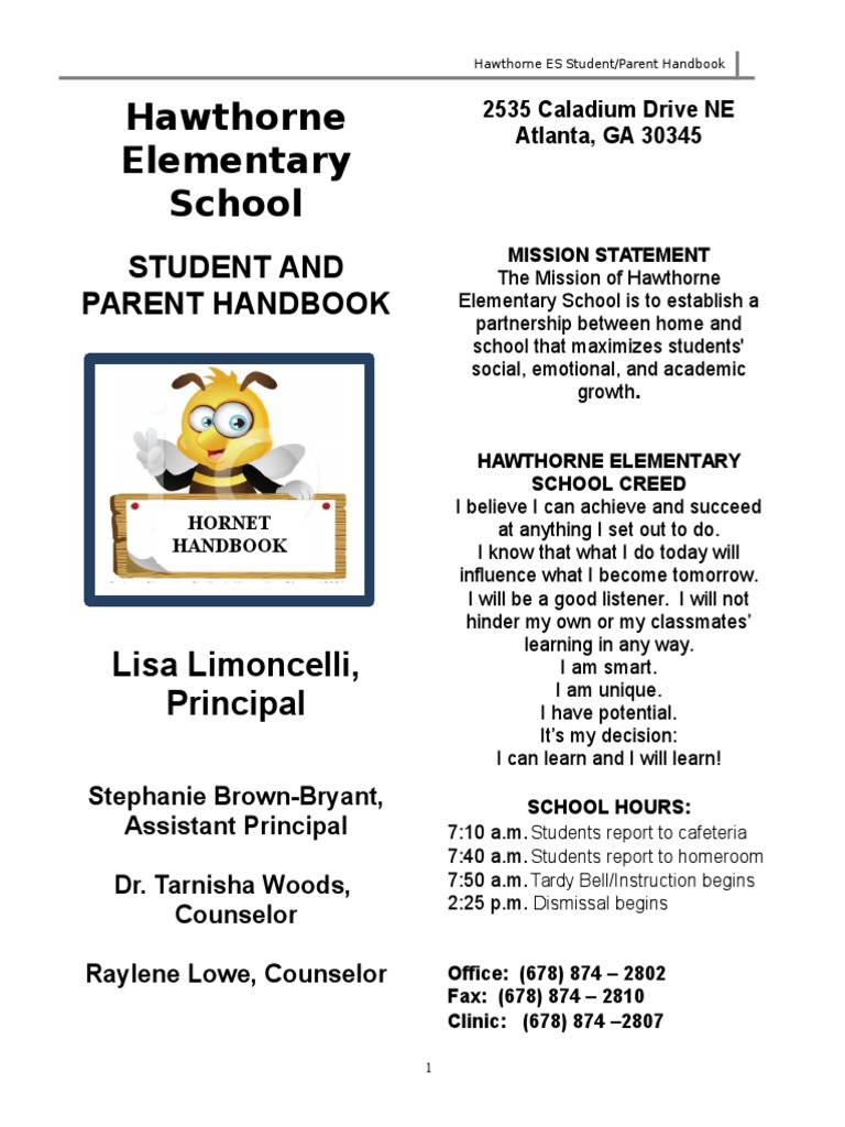 Hawthorne ES Parent-Student Handbook | PDF | Homework | Physical Education