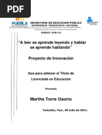 A Leer Se Aprende Leyendo y Hablar Se Aprende Hablando PI