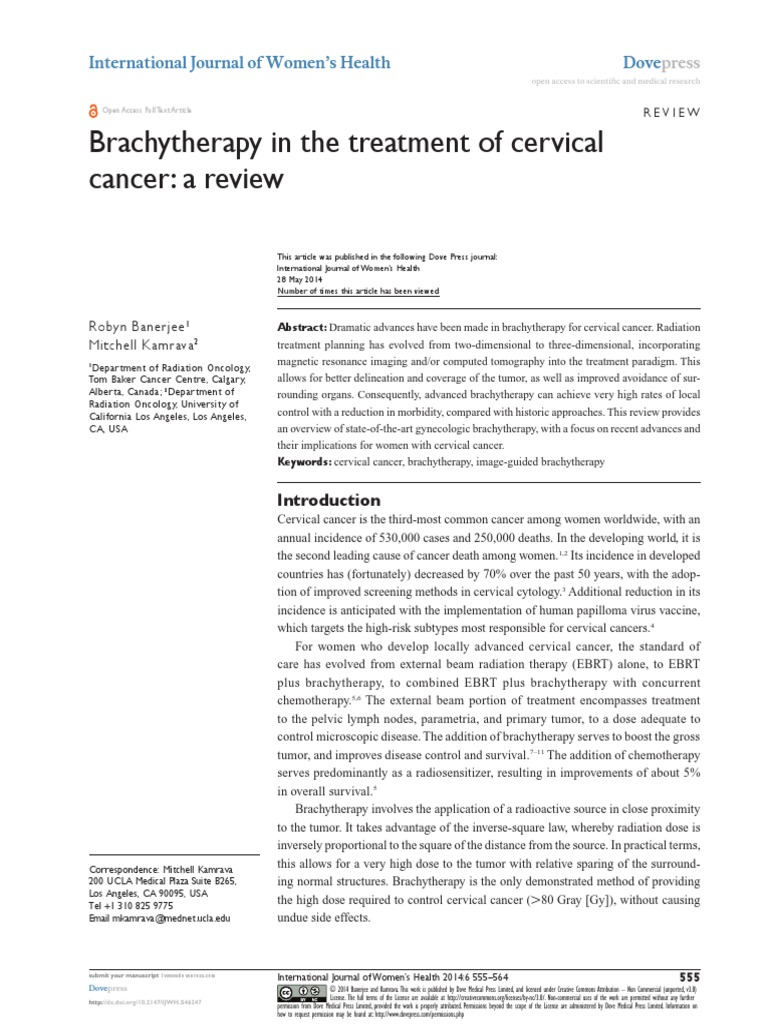 Brachytherapy in The Treatment of Cervical Cancer | PDF | Radiation ...
