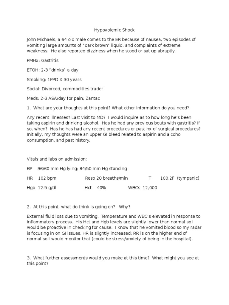 Hypovolemic shock nursing assessment picture