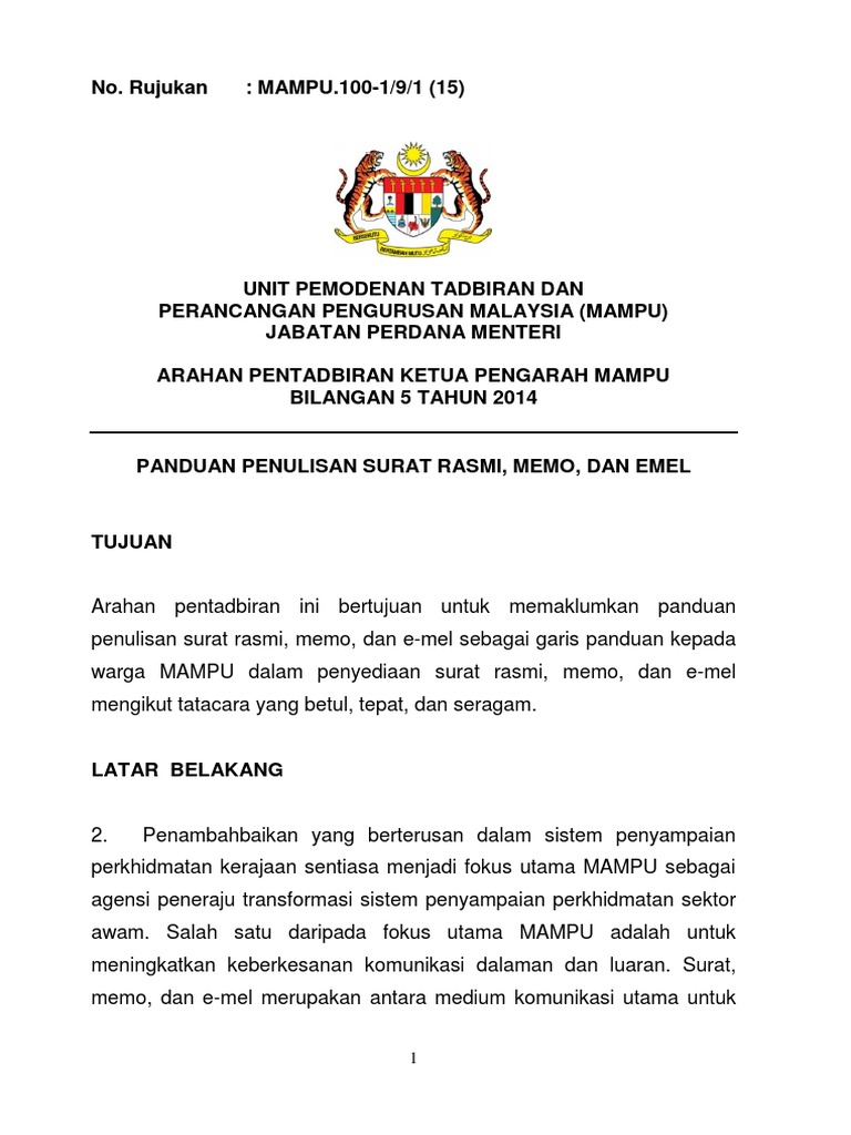 Buku Panduan Surat Surat Kepada Jabatan Kerajaan